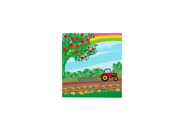 乡村景观-拖拉机和果园图片下载
