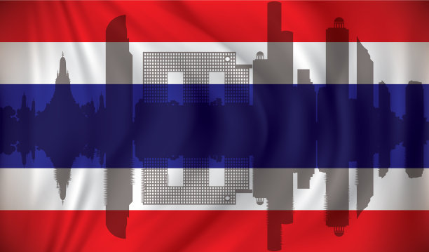 泰国国旗与曼谷天际线图片下载