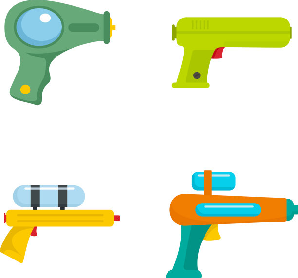 水枪水枪游戏图标设置为平面风格图片下载