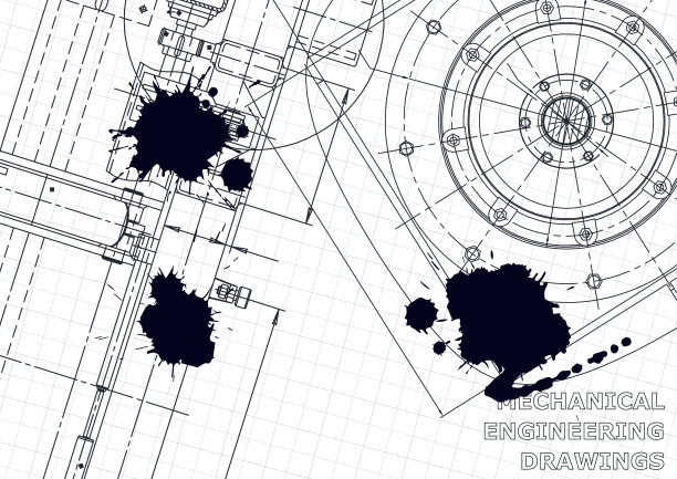 计算机辅助设计系统。技术插图,背景。机械工程制图图片下载