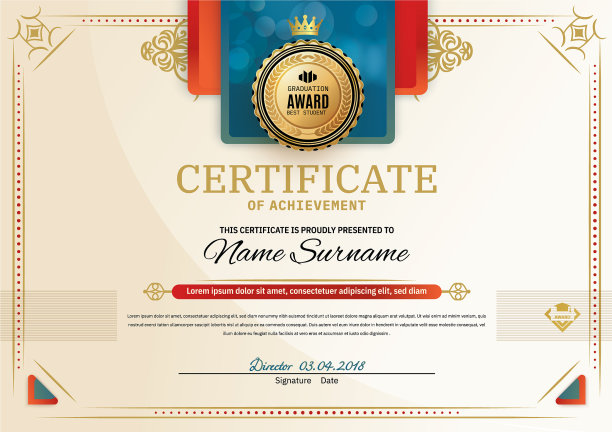 红色绿松石方形的官方证书图片下载