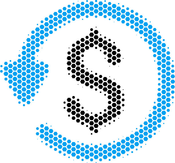 六边形半色调退款图标图片下载