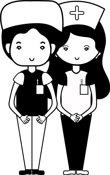 轮廓医生和护士帮助人们图片下载