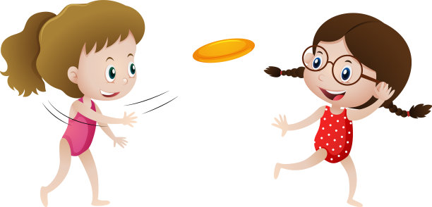 两个女孩在玩飞盘图片下载