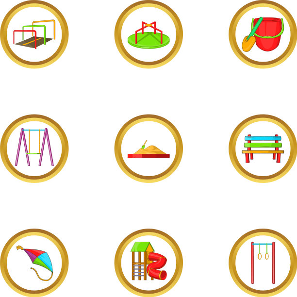 夏季操场图标设置卡通风格图片下载