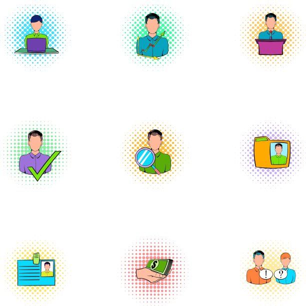 波普艺术风格的经理图标集图片下载