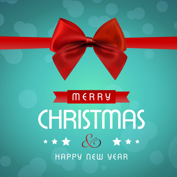 带红色蝴蝶结的圣诞卡图片下载