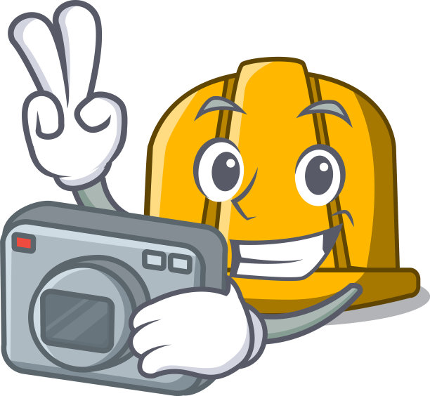 摄影师施工头盔吉祥物卡通图片下载