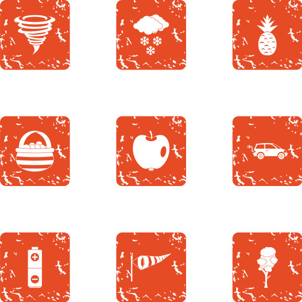 热带天气图标设置垃圾摇滚风格图片下载