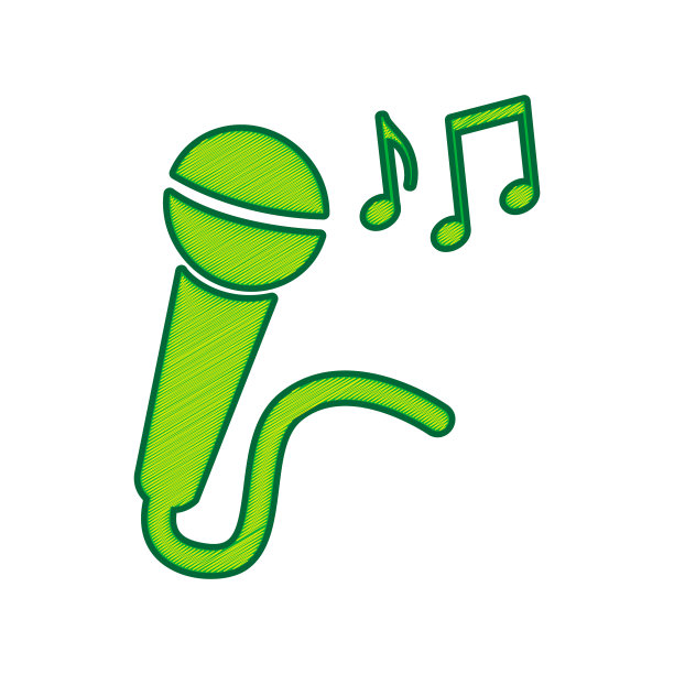 麦克风标志与音乐音符柠檬图片下载