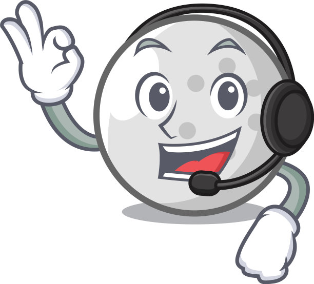 带有耳机的卡通高尔夫球吉祥物图片下载