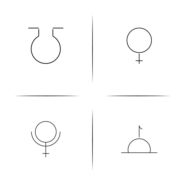 占星术简单的线性图标设置简单的轮廓图片下载