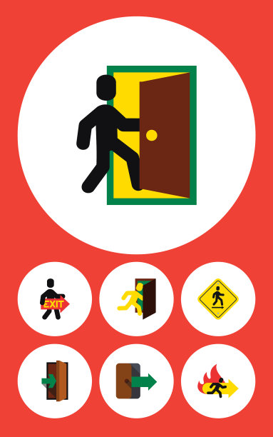 平面图标门设置的疏散消防出口图片下载