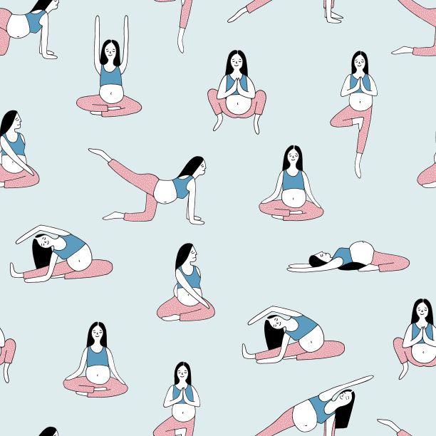 无缝模式与孕妇做瑜伽图片下载