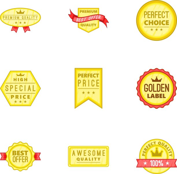 标签质量图标设置卡通风格图片下载