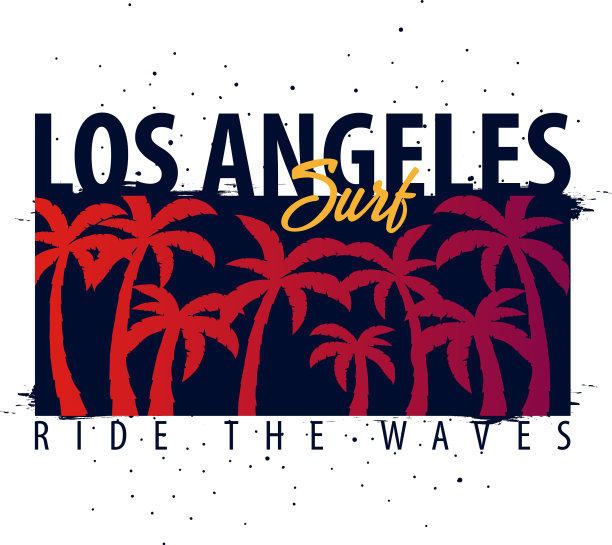 洛杉矶冲浪图片与手掌t恤图片下载