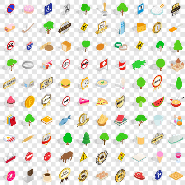 100个瑞士图标设置等距3d样式图片下载