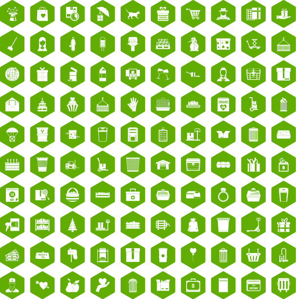 100框图标六边形绿色图片下载