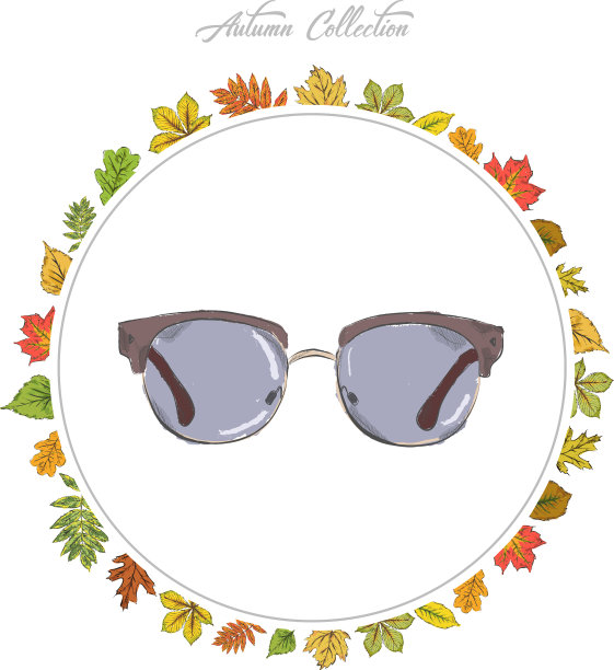 秋天手绘太阳镜配件图片下载