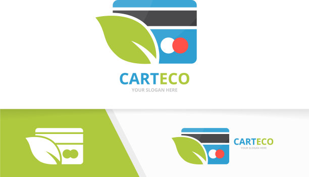 信用卡和叶子标志组合礼品图片下载