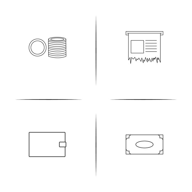 银行金融和货币简单的线性图标图片下载