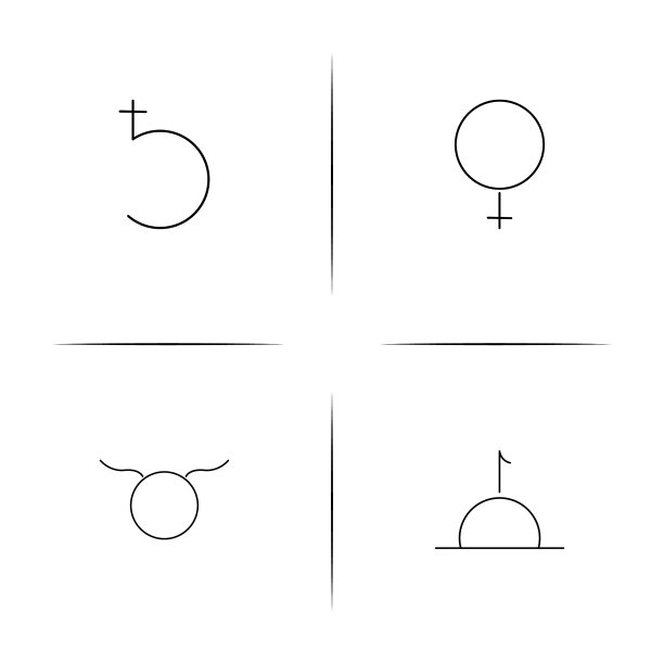 占星术简单的线性图标设置简单的轮廓图片下载