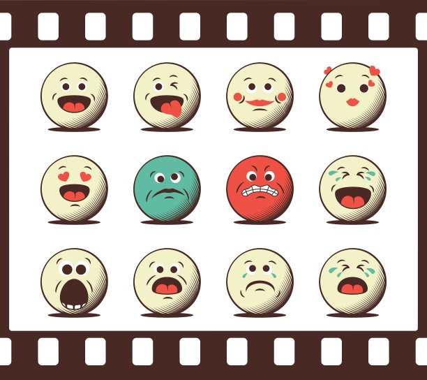 一组复古的表情符号图片下载