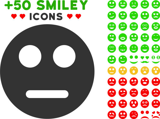 中性笑脸图标与奖金情感剪贴画图片下载