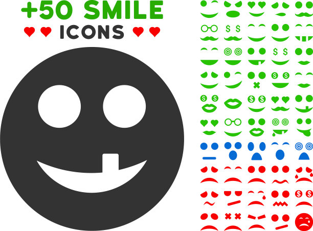 无牙笑脸图标与奖金心情收集图片下载