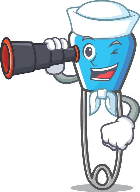 水手与双目安全别针吉祥物卡通图片下载