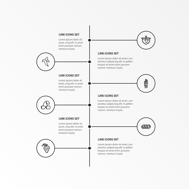 一套6可编辑的食物图标包括符号图片下载