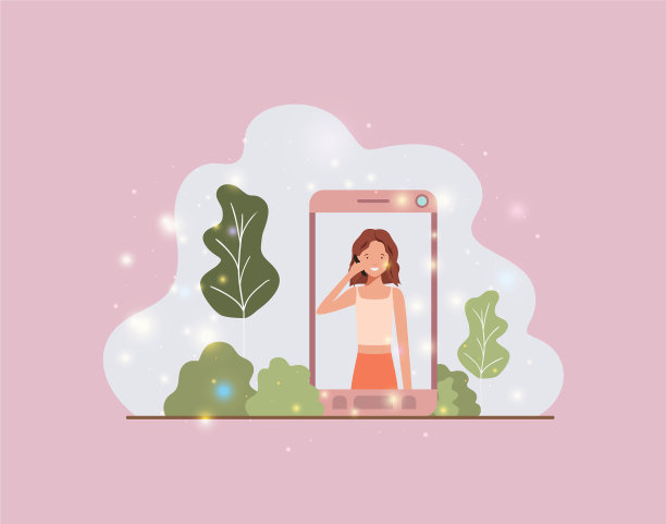 女性在智能手机上的风景图片下载