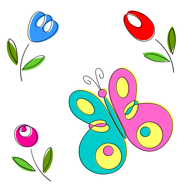 春天的花朵和蝴蝶图片下载