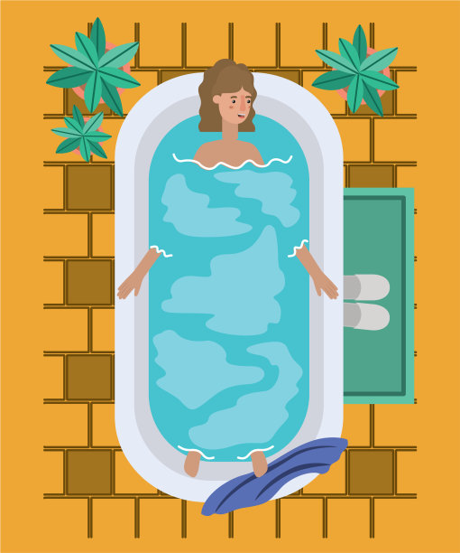 在浴缸里洗澡的女人图片下载