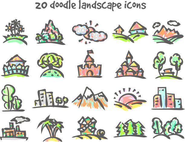 涂鸦景观图标图片下载