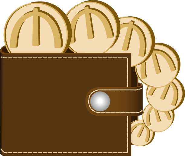 装有马纳特硬币的棕色钱包图片下载