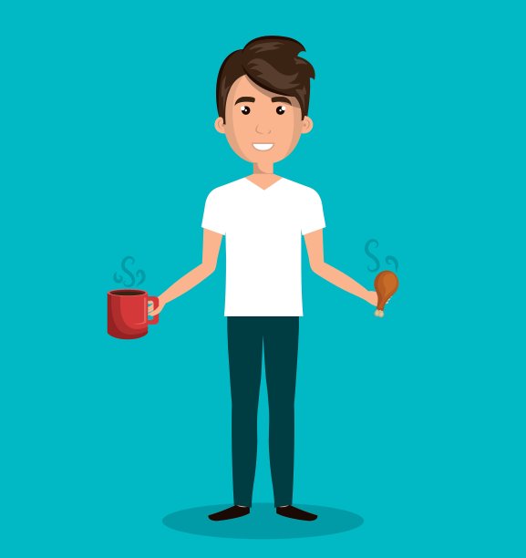 人卡通杯食品隔离图片下载