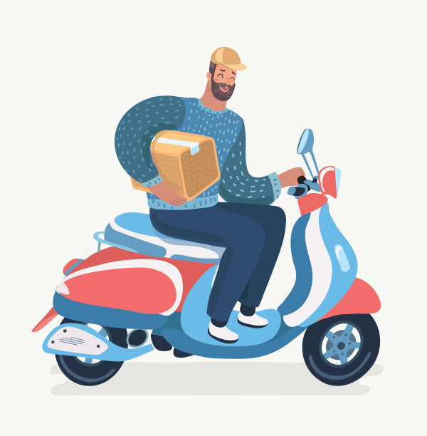 快递员骑着摩托车图片下载