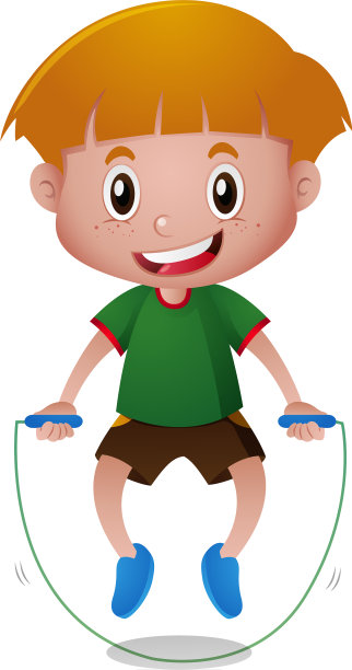 男孩跳绳在白色的背景图片下载