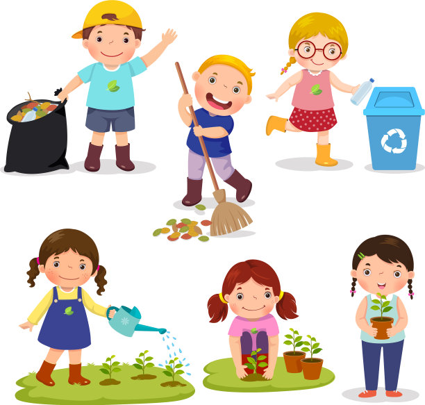 一组可爱的孩子志愿者图片下载