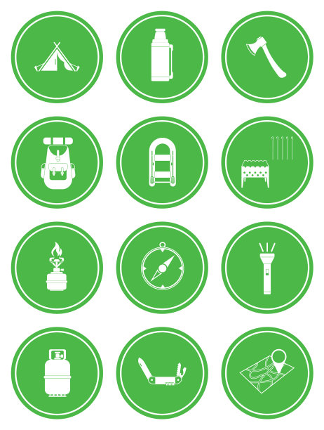 一套露营设备图标图片下载