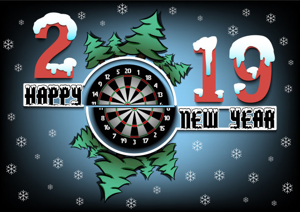 2019年新年快乐，玩飞镖图片下载
