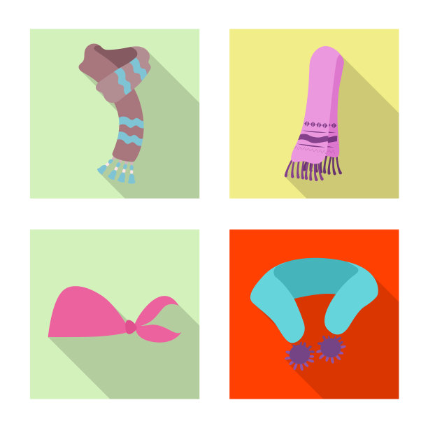 孤立对象的围巾和围巾图标集图片下载