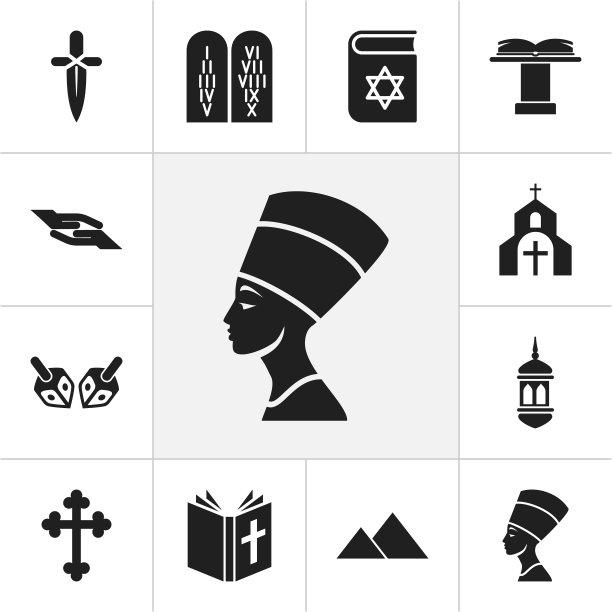 一套12可编辑的信仰图标包括符号图片下载