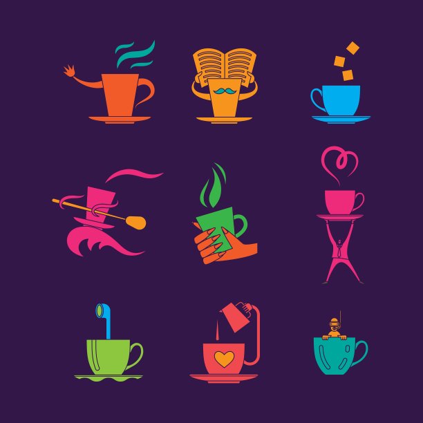咖啡茶图标套装图片下载