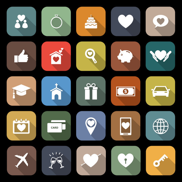 家庭平面图标与长阴影图片下载