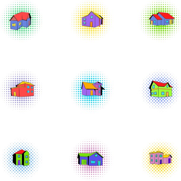 结构图标设置了流行艺术风格图片下载