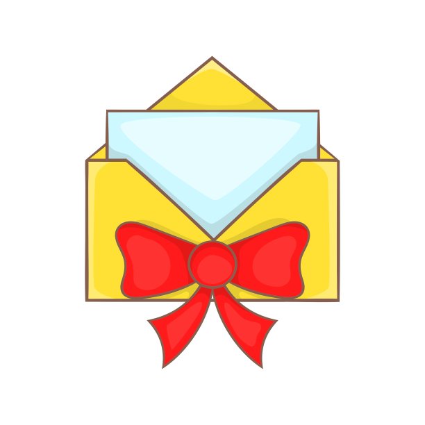 圣诞信封与弓图标卡通风格图片下载