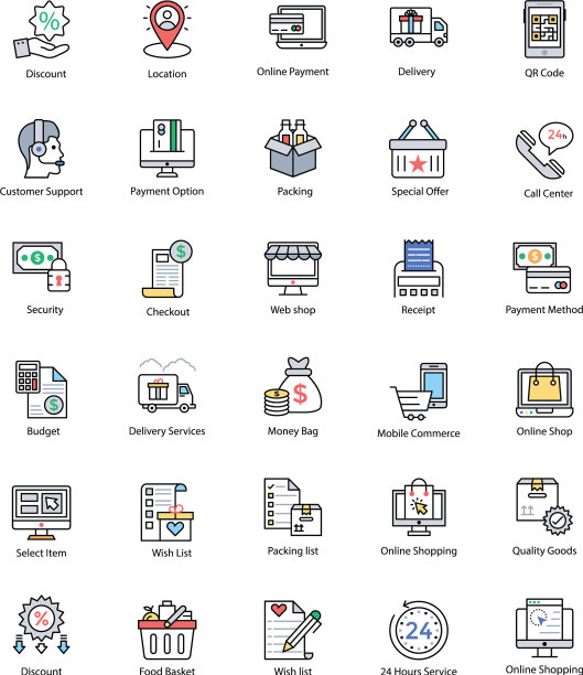 诱人的购物和商业图标图片下载