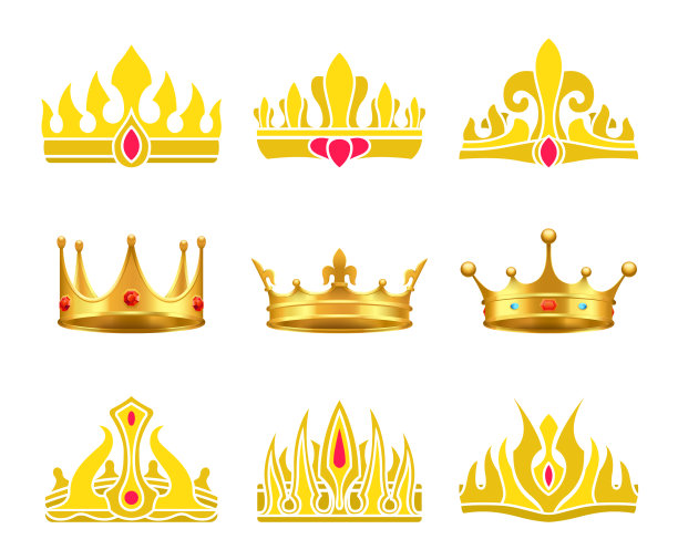 国王和王后的金冠上镶嵌着宝石图片下载